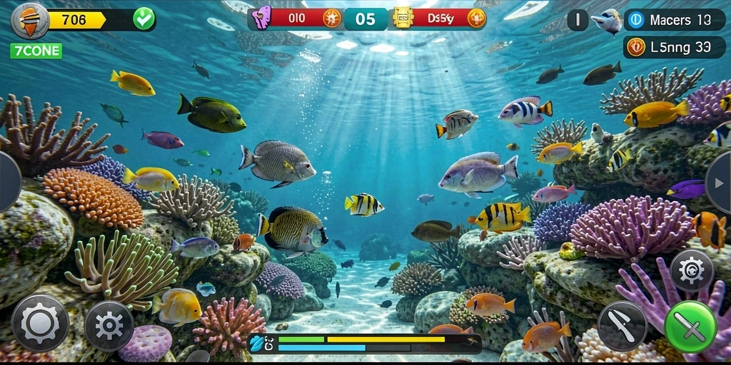 Tampilan gameplay Tembak Ikan yang mengasyikkan dan penuh warna.
