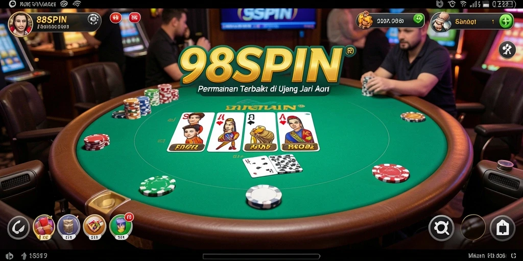 Tampilan gameplay 98SPIN dengan aksi poker yang mendebarkan.