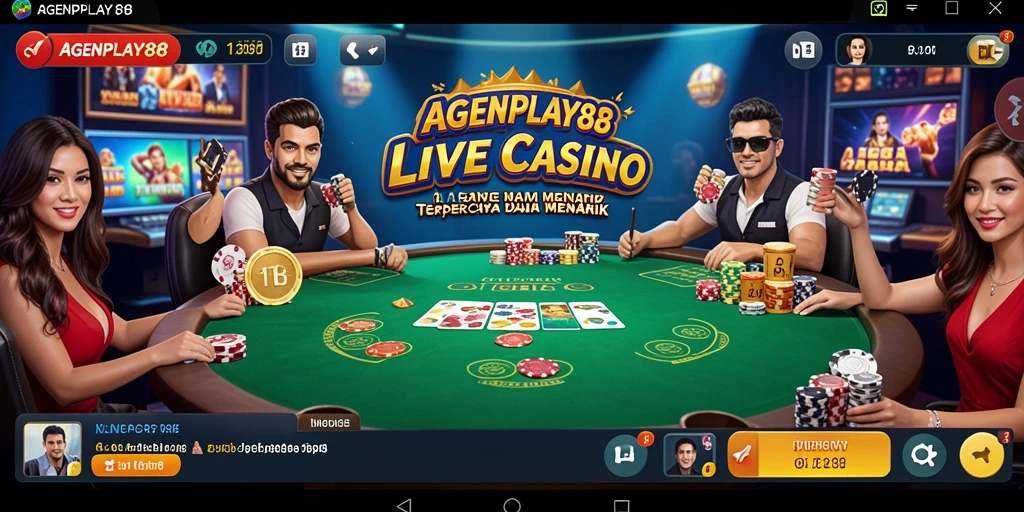 Screenshot AGENPLAY88 menampilkan dealer profesional saat memandu permainan Live Casino.