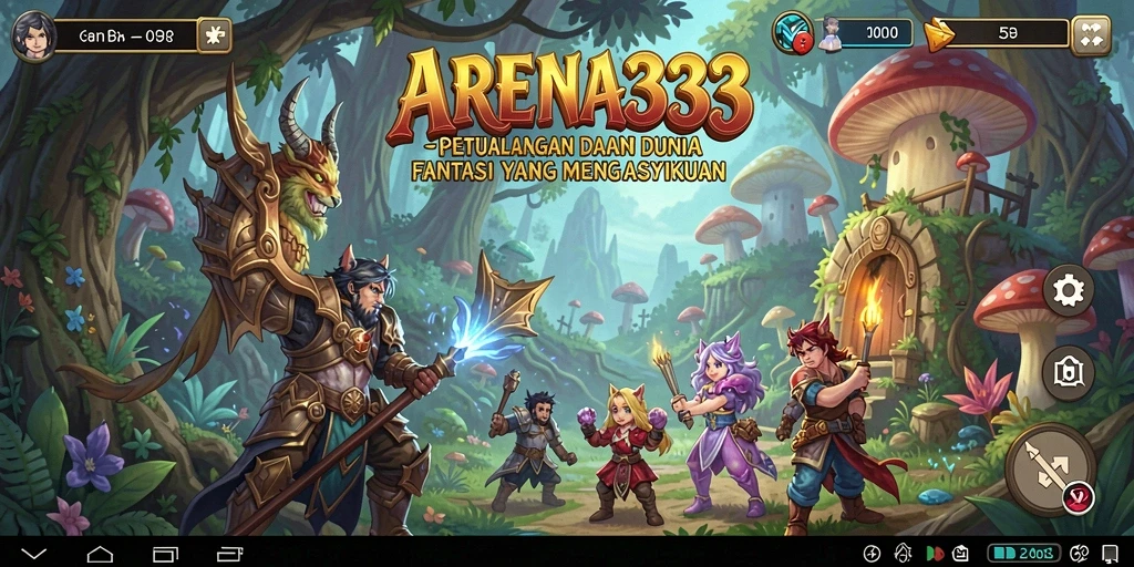 Tampilan aksi seru dalam game ARENA333 dengan karakter heroik.