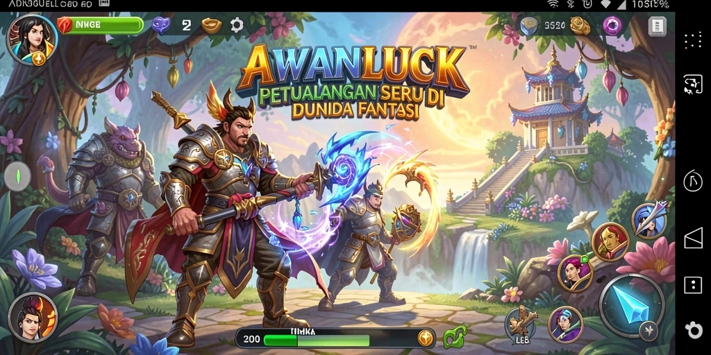 Tampilan gameplay AWANLUCK yang menampilkan petualangan seru di dunia fantasi.