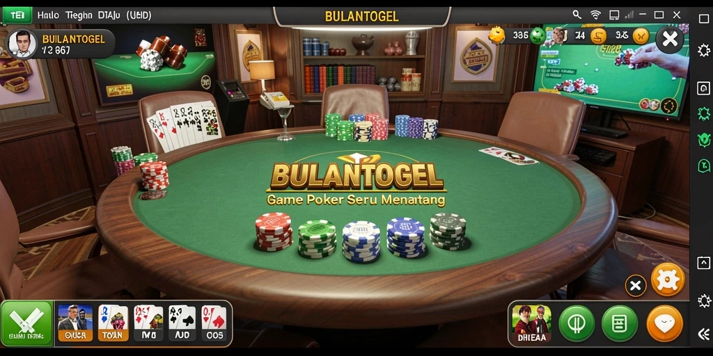 Tampilan screenshot gameplay seru di BULANTOGEL yang menampilkan suasana Poker.