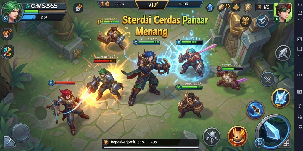 Tampilan menarik dari gameplay strategis GEMS365.
