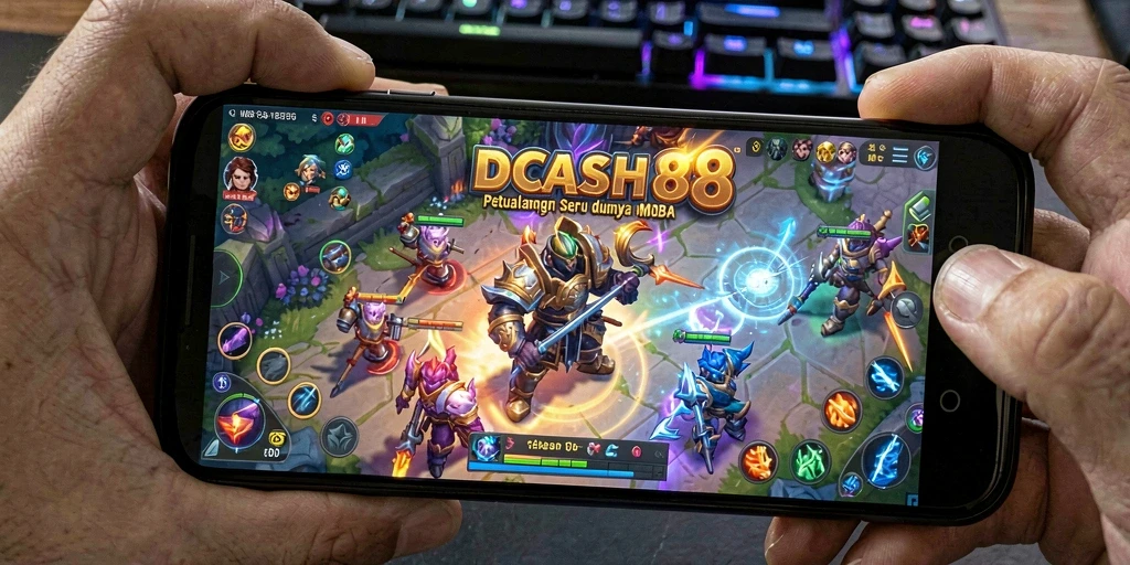 Screenshot dari gameplay IDCASH88 yang menampilkan aksi seru dalam pertempuran MOBA.