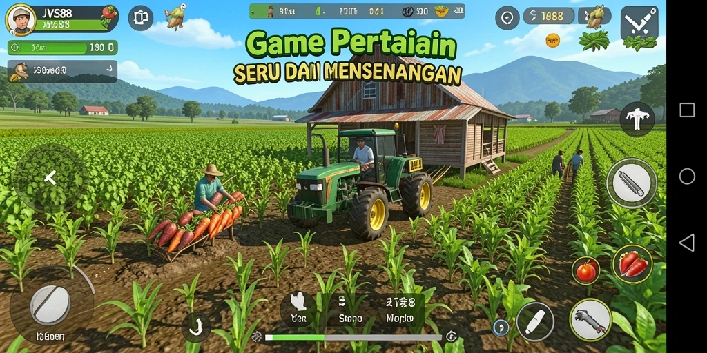 Screenshot gameplay JVS88 menunjukkan aktivitas pertanian yang menarik.
