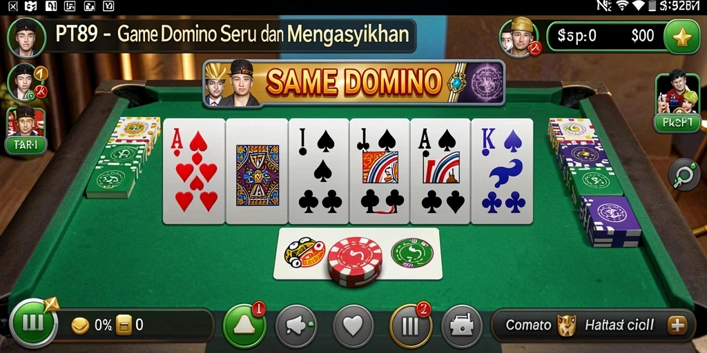 Tampilan gameplay PT89 yang seru dan menarik saat bermain domino.