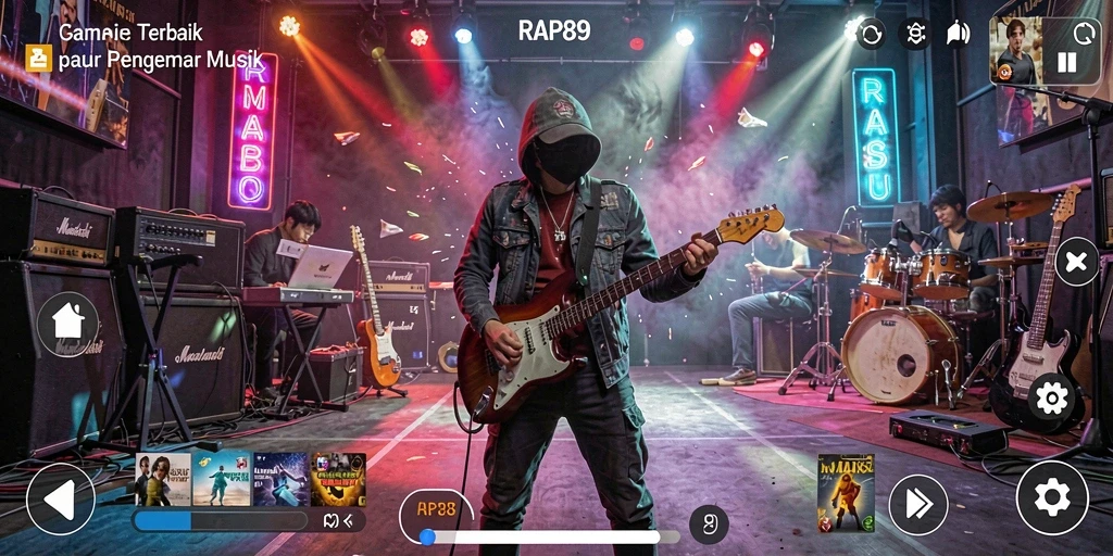 Tampilan gameplay seru dengan lagu-lagu musik yang menarik.