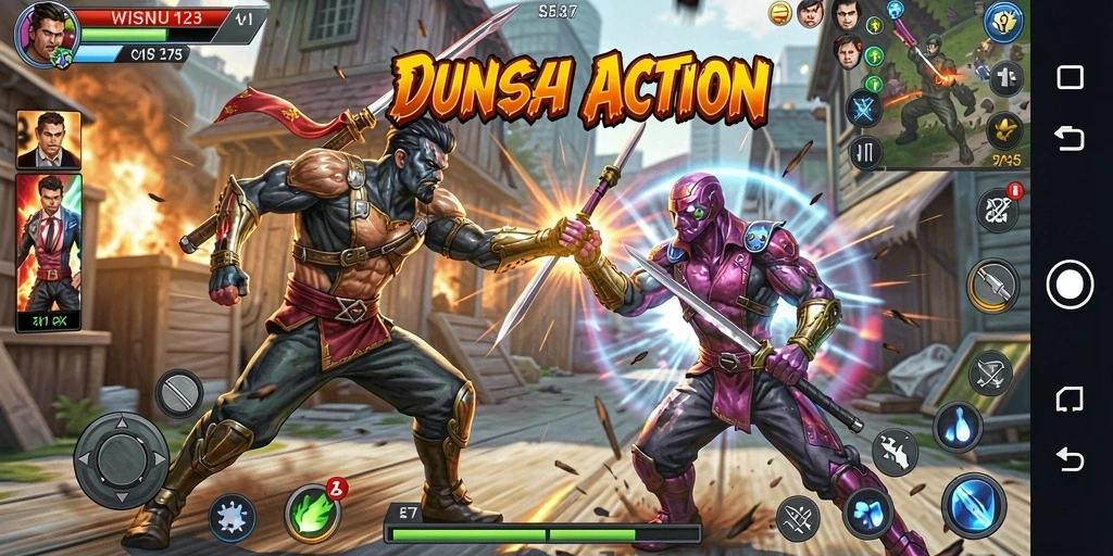 Tampilan gameplay WISNU123 dengan aksi seru dan pertarungan mendebarkan.